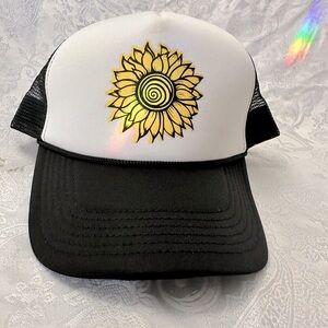 Custom made trucker hat with my art- flower